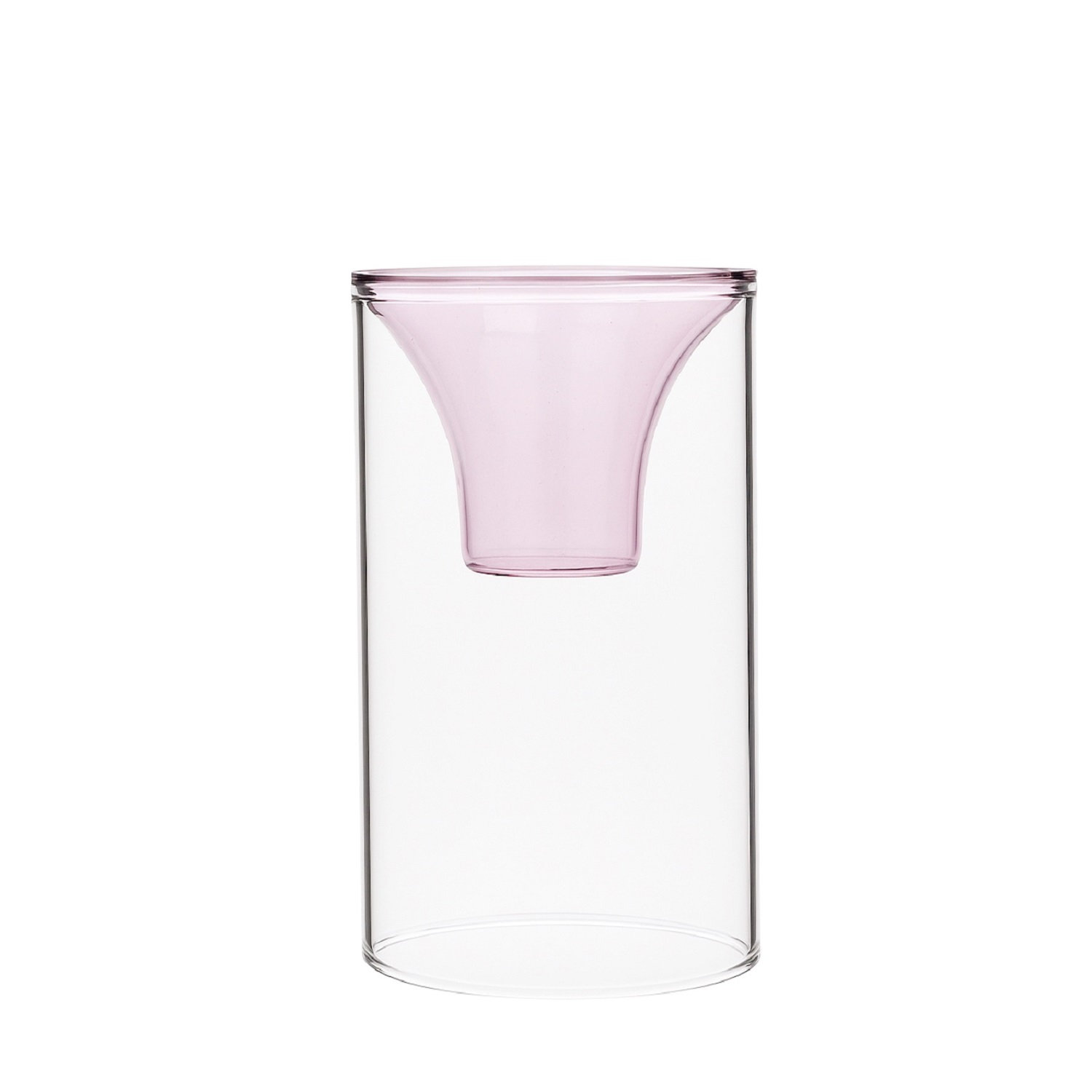Ahmad Glass Tealight Candle Holder, 5.5"H x 3" W x 3" D, Pink