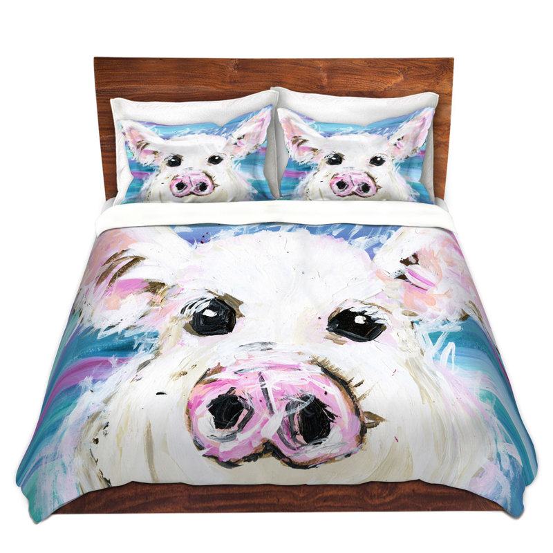 DiaNoche King Duvet Cover Sets Microfiber by Shay Livenspargar - Pig Pen, Twin Duvet Cover + 1 Standard Sham