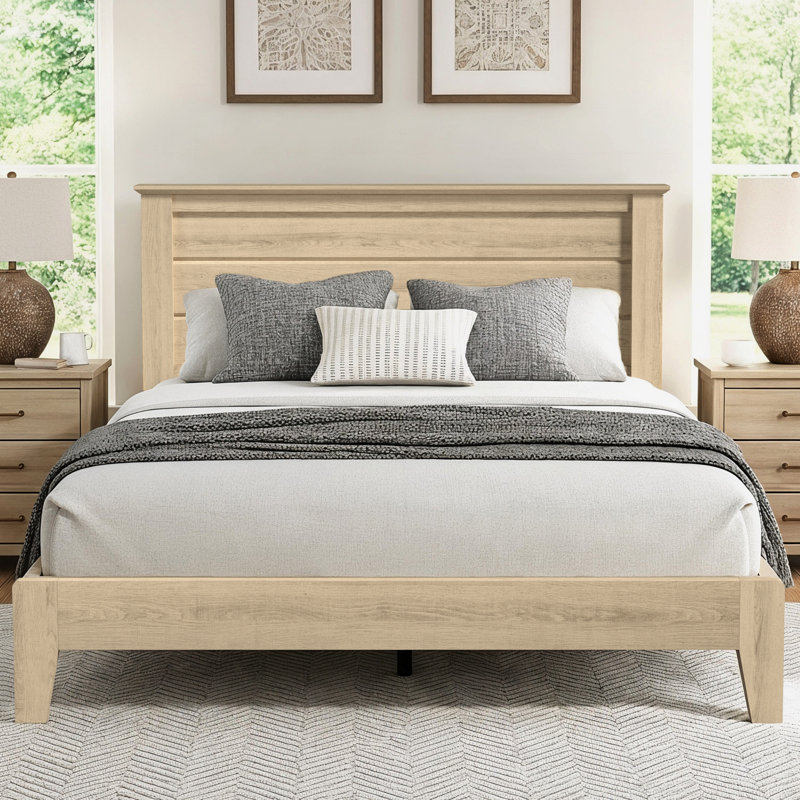 Walter Contemporary 66.1'' W Platform Queen Bed with Headboard, Queen, Oslo Oak