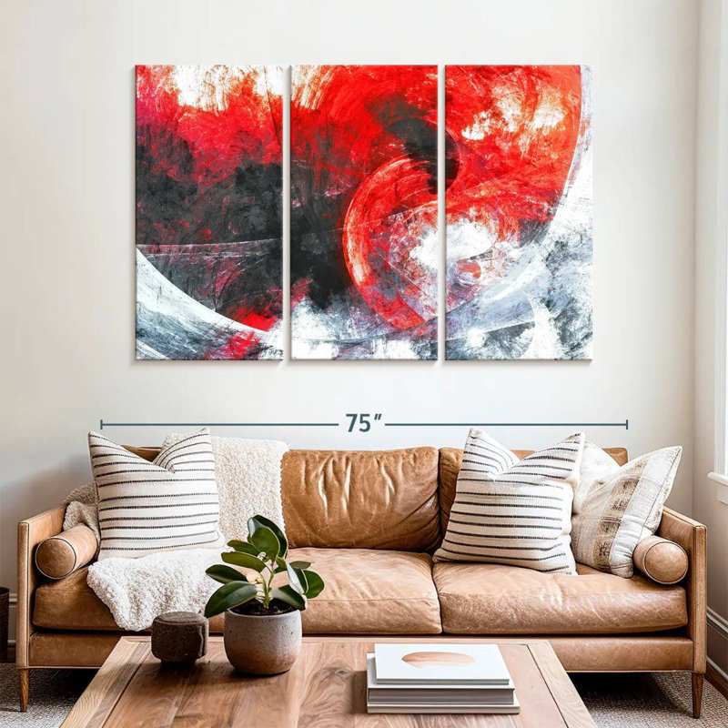 Avery Red Whirlpool Abstract, 42" H x 65" W