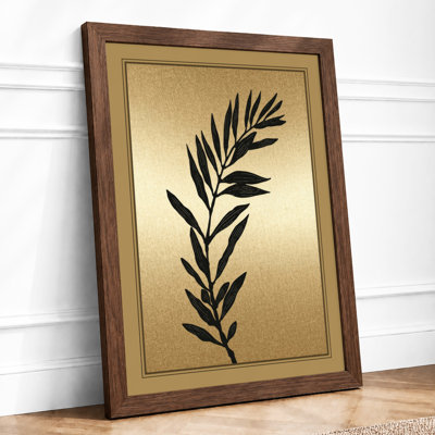 Single Stem in Gold Botanical - Framed Print