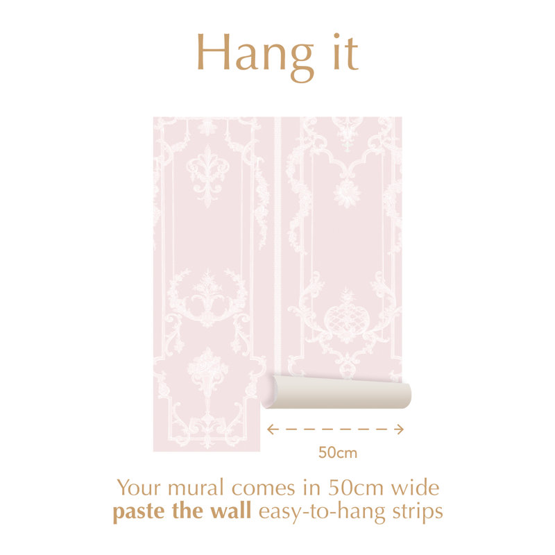 by Rachel Ashwell Panel Francaise Made to Order Fixed Size Mural 2.5m x 4m Mural Roll, Pink