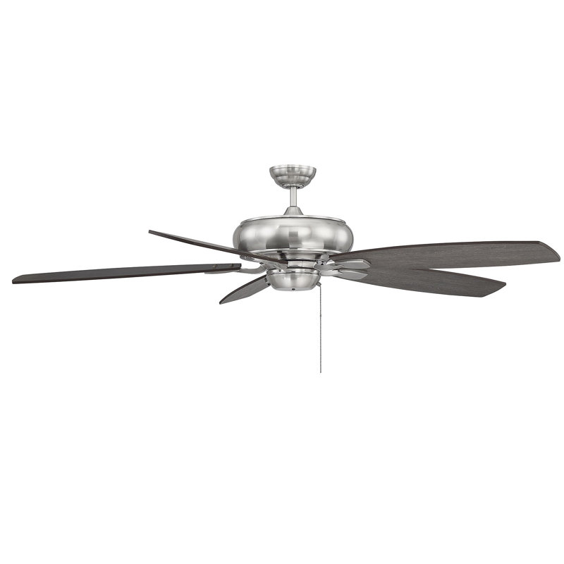 Ventilateur de plafond standard à 5 pales de 68 po avec chaînette Wyman, Étain brossé
