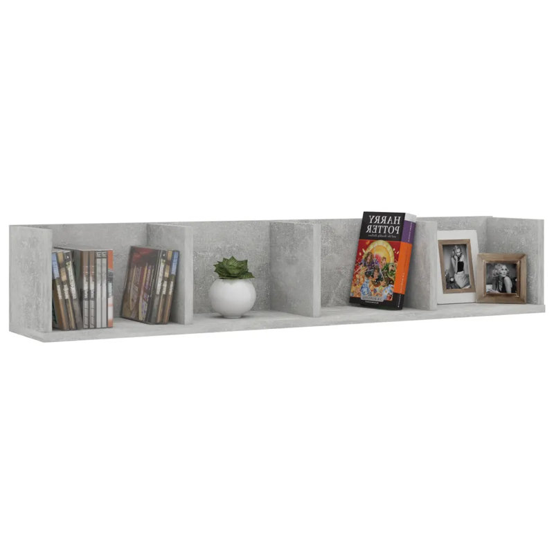 7.1cm H Wall Mounted Media Storage, Concrete Grey