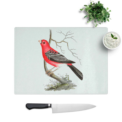 Glass Greater Bulfinch Bird by George Shaw Chopping Board