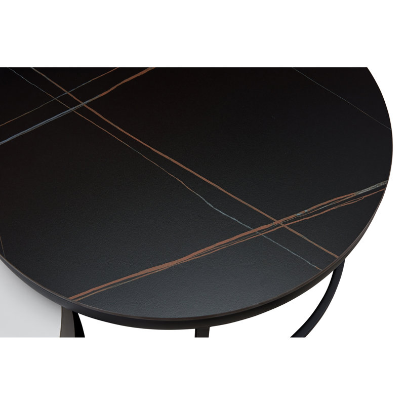 2pc Black And White Coffee Table Set