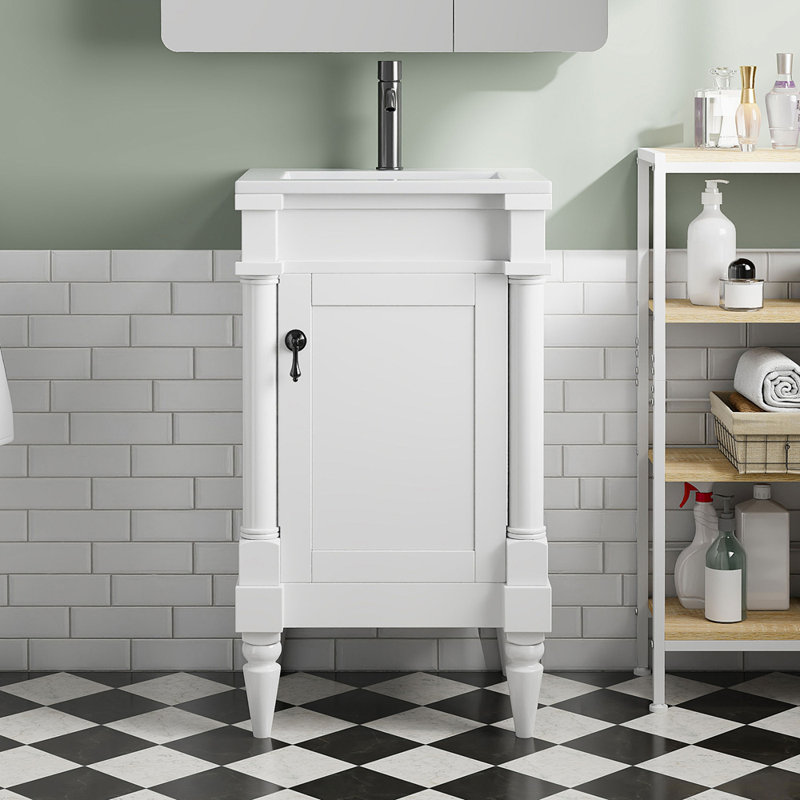 Meuble-lavabo compact compact avec lavabo et tablette réglable parfaite pour les petites salles de bain et un rangement efficace