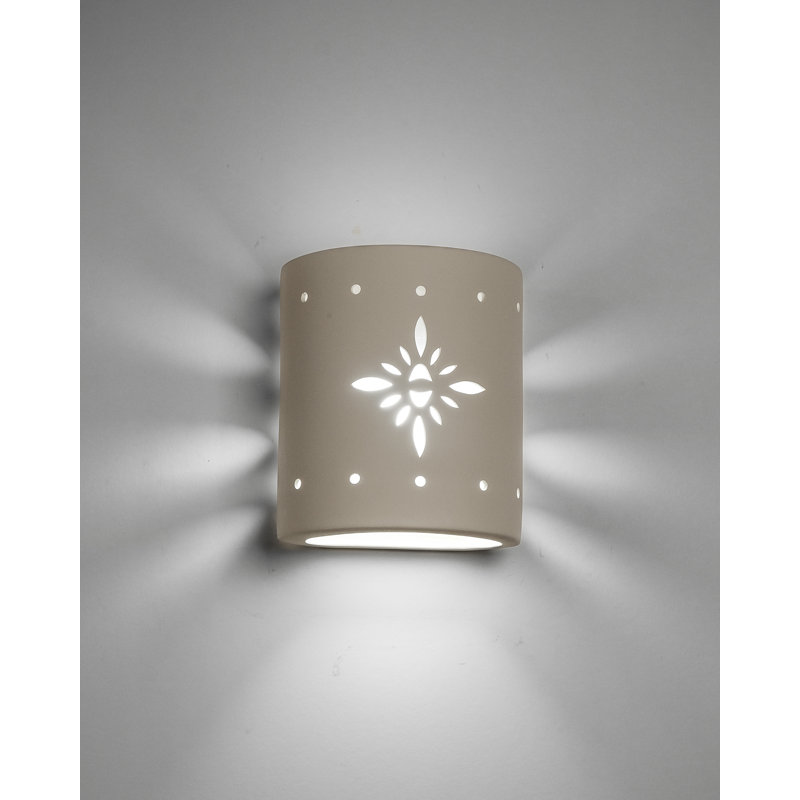 Ninamarie Ceramic Outdoor Wall Light, LED Bulb Included, 8.5" H x 7.5" W x 4" D, Cottonwood