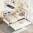 White Wooden Twin Size Daybed With Twin Trundle, Storage Shelf & USB Charging Ports-609035313-609035326