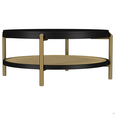 Table basse ronde avec tablette de rangement