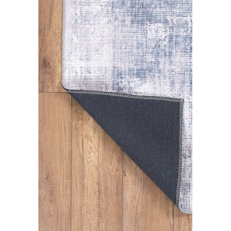 Tapis décoratif gris rayé, Rectangle 4 pi 8 po x 6 pi 3 po