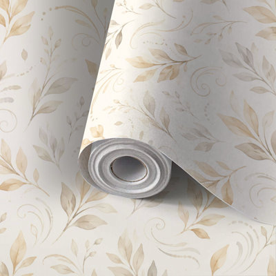 Papier peint auto-adhésif et pliable beige auto-adhésif et amovible 17,7 po x 118 po (45 x 300 cm)