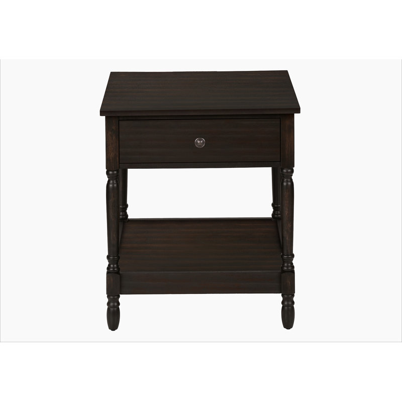 Table d'appoint, 2 niveaux, table de bout, table d'appoint, carré, table de chevet, chambre à coucher, lampe, placage brun, traditionnel