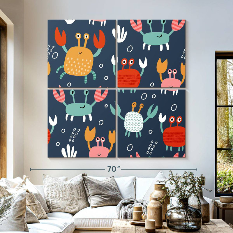 Ashelle Pattern Of Cute Crabs, 57" H x 57" W