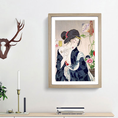 Girl by the Flowers by Tsukioka Yoshitoshi - Picture Frame Painting Print