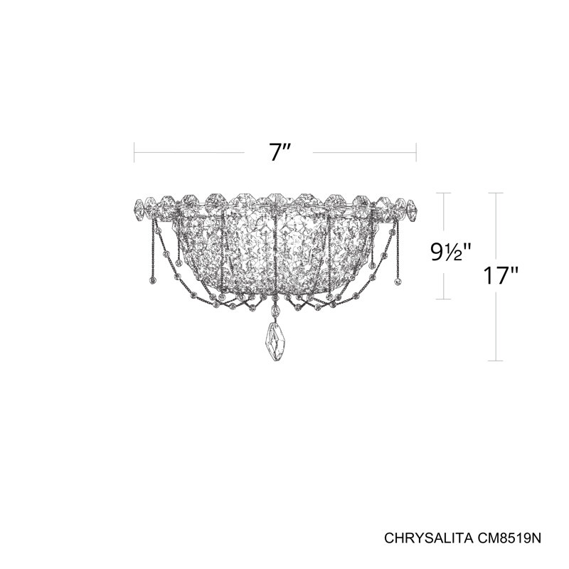 Chrysalita 2 Light 17in x 9.5in Flush Mount in Polished Stainless Steel with Clear Radiance Crystals