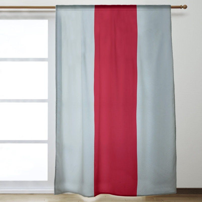 Mississippi Rebellion Sateen Room Darkening Curtain Single Panel, Silver/Red/Silver