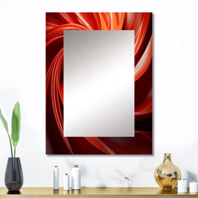 Spirale abstraite orange et rouge, paysage de rêve II, 32 po x 24 po