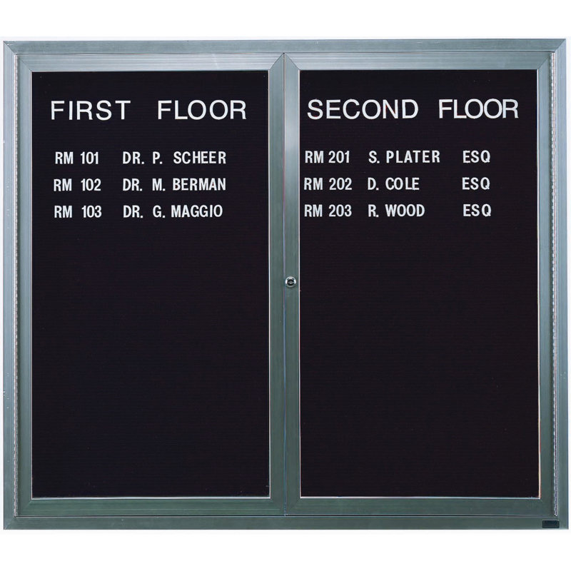 Wall Vinyl Letter Board, Clear Satin Anodized, Two, 48" H x 60" W