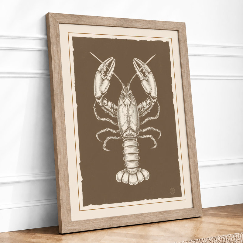 Lobster Study Botanical - Framed Print, A3 - 42.0 x 29.7 cm, Oak
