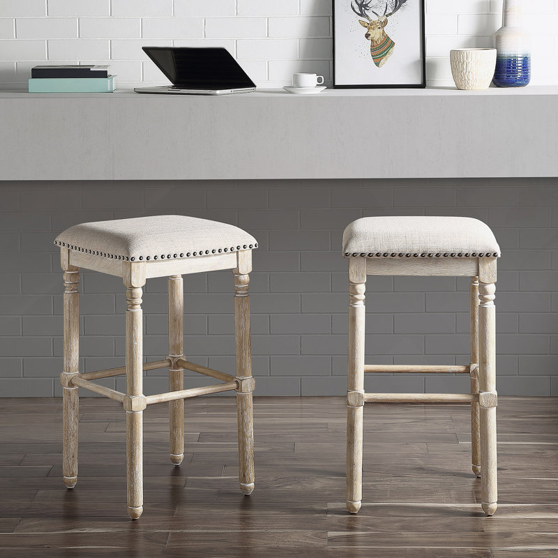 Tabourets de bar en bois rembourrés, ensemble de 2