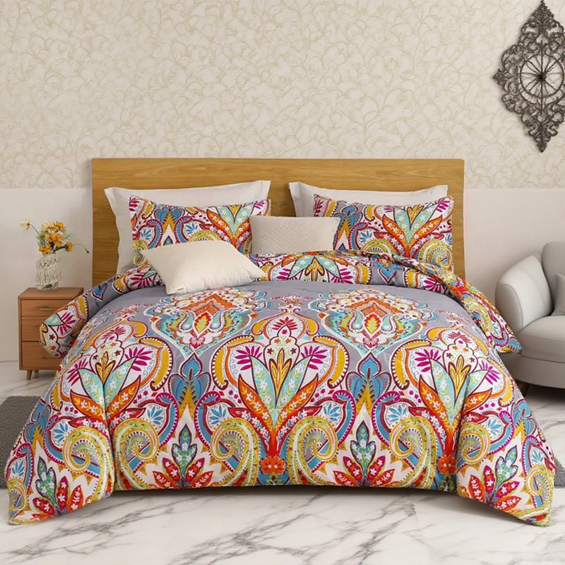 Gray/Red Microfiber Comforter Set, Twin Comforter + 1 Standard Sham
