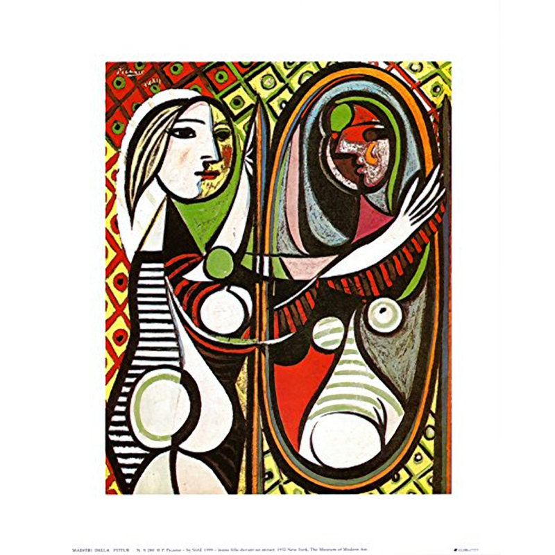 «Girl devant un miroir» par Pablo Picasso, reproduction d'art graphique sur papier