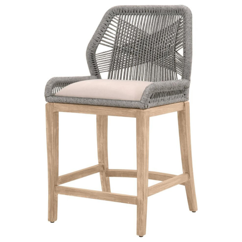 Solid Wood Counter Stool, Dark Gray/Brown