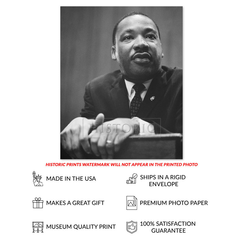 19664 Martin Luther King Jr sur papier, H 36 po x l 24 po x P 0,01 po