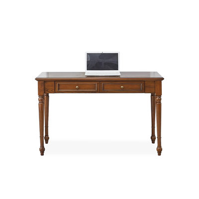 Bureau d'écriture rectangulaire avec tiroirs en bois massif brun châtaignier