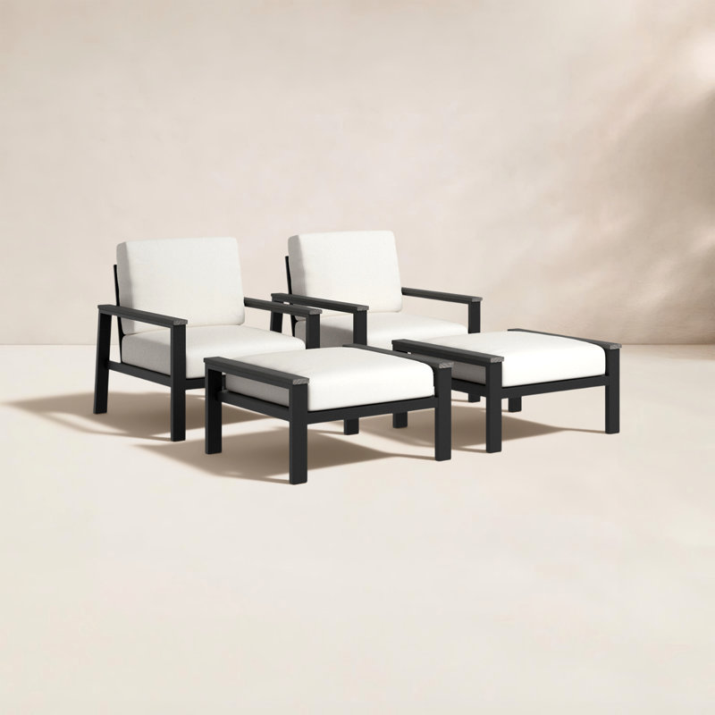 Townsend Patio Chair Sunbrella® Cushions and Ottoman, Sunbrella Canvas Natural