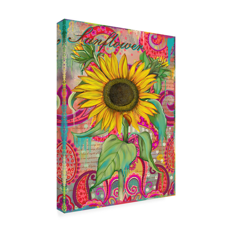 "Sunflower" Wrapped Canvas Graphic Art Print, 32" H x 24" W x 2'' D