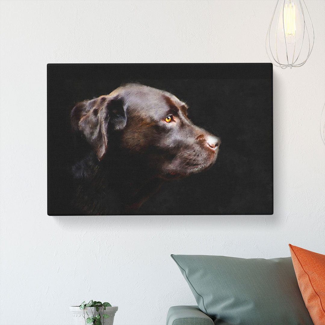Chocolate Brown Labrador Dog Painting - Wrapped Canvas