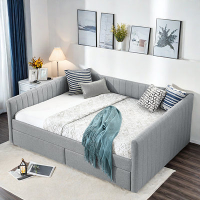 Upholstered Daybed with Two Drawers Rainbolt