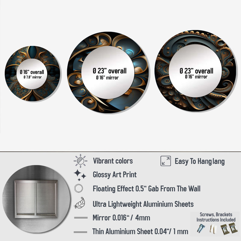 Loriene Metal Round Mirror