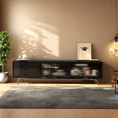 Light luxury black popular home TV cabinet