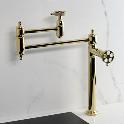 Kingston Brass Webb Two-Handle 1-Hole Deck Mount Pot Filler Faucet with Knurled Handle