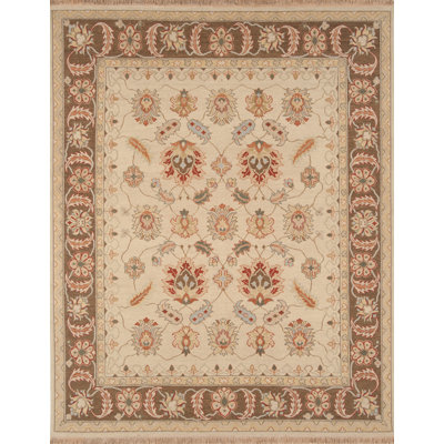 Tapis brun clair / brun en laine tissé à plat à la main Brighton Soumak