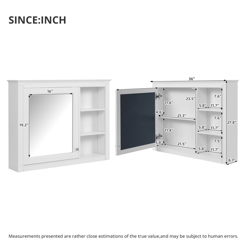 Armoire à pharmacie avec tablette ajustable l 36 po x P 6,7 po