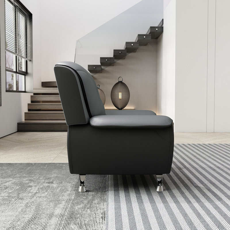 Daeshaun Faux Leather Club Chair, Gray Faux Leather