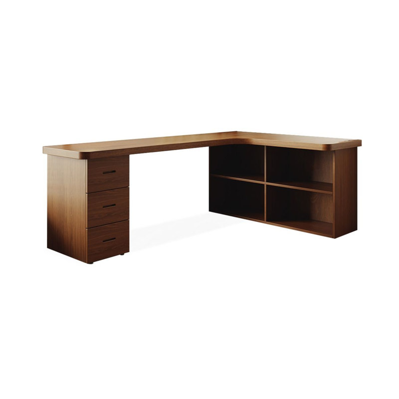 L-Shaped Solid Wood Solid Wood Executive Desk, Right Hand Return, 29.53" H x 70.87" W x 47.24" D