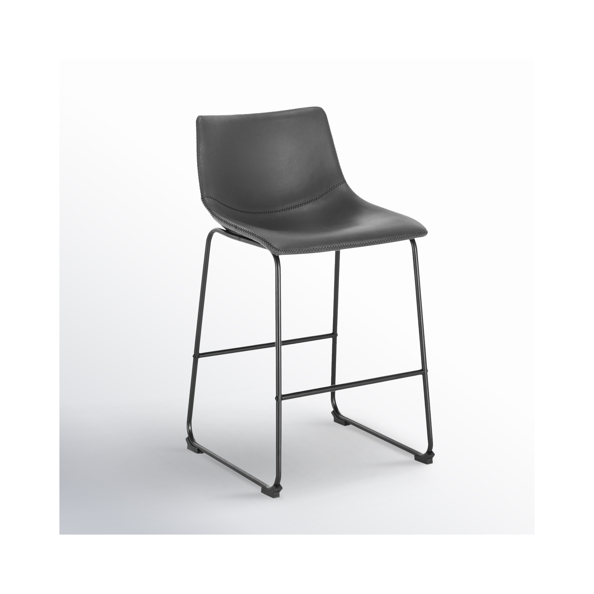 Bela Leatherette Stool, Gray Faux Leather