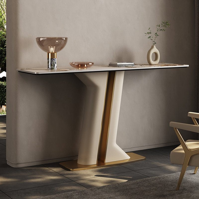 Console haut de gamme légère et luxueuse, Or/beige, H 33,5 po x l 47,2 po x P 13,8 po