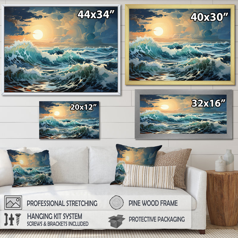 Sarcelle jaune Neptunes, nébuleuse de Mars sur toile, H 12 po x l 20 po x P 1 po, Cadre photo argenté