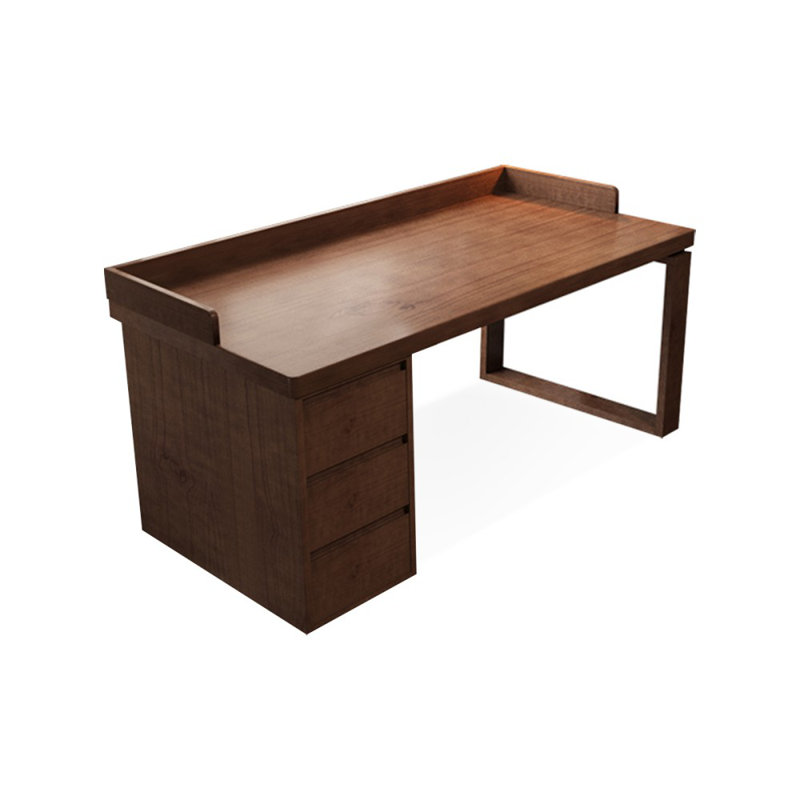 Bureaux rectangulaires en bois massif noyer, H 29,53 po x l 62,99 po x P 23,62 po, Retour à gauche