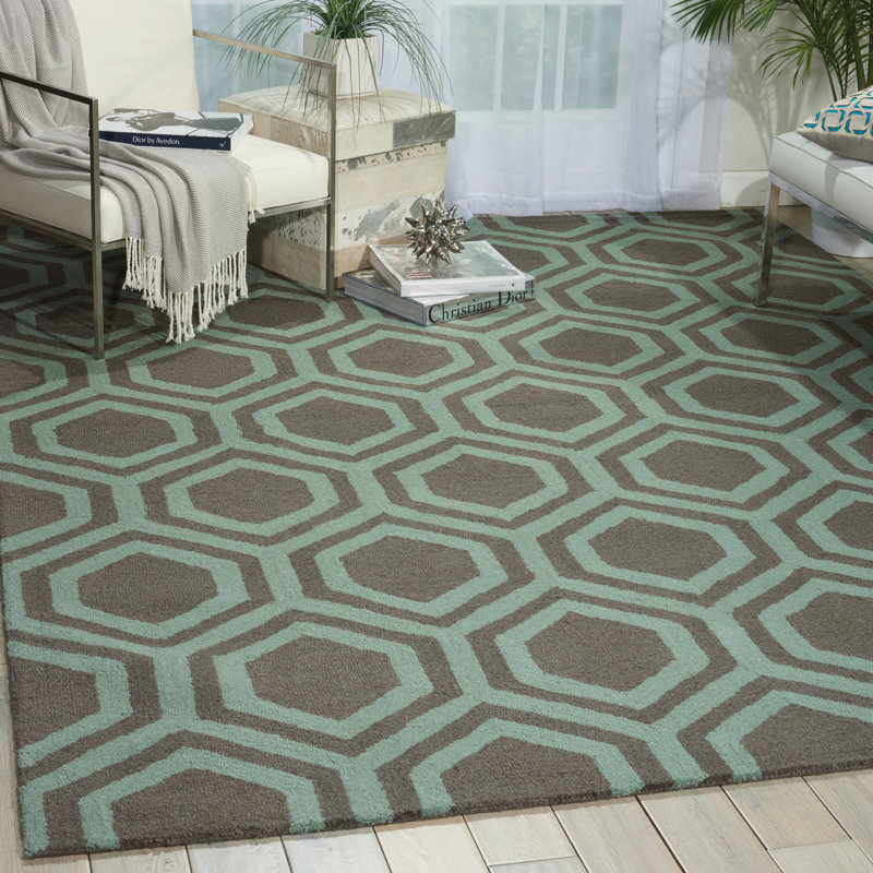 Adalyn Geometric Wool Hand Woven Area Rug, Rectangle 152 x 213cm
