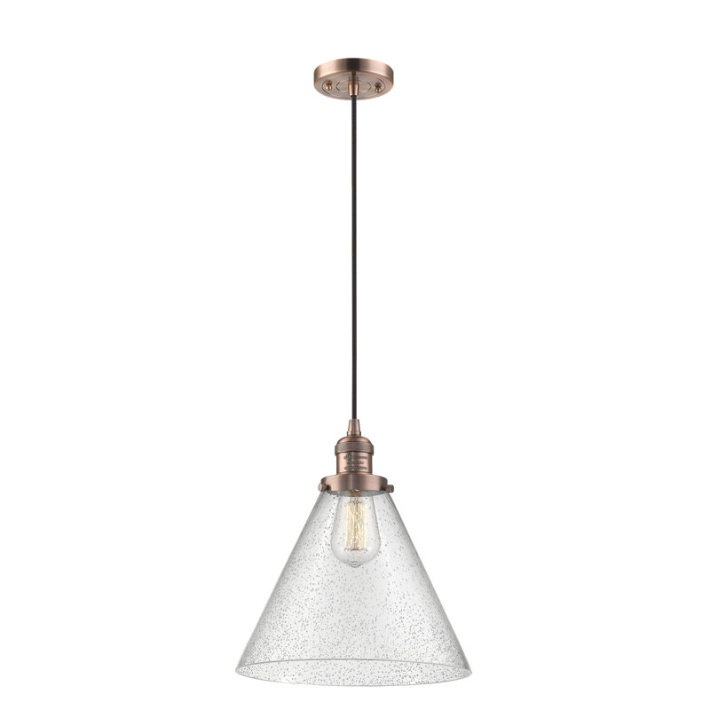 Luminaire suspendu conique à 1 lumière Westbrook, Ampoule non incluse, Grainé, Cuivre antique