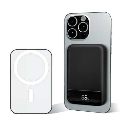  Portable Magnetic Power Bank 10000mAh, Wireless Portable Charger，LED Digital Display Screen, 20W Fast Charging, Black