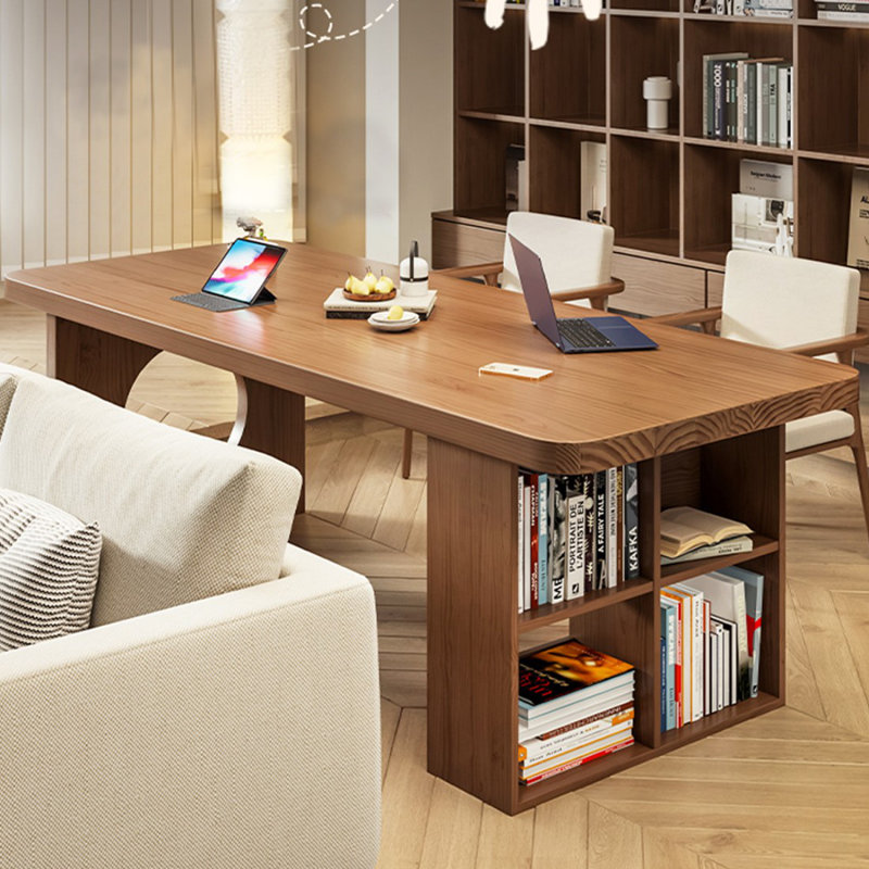Bureau rectangulaire en bois massif brun clair, H 29,53 po x l 62,99 po x P 31,5 po