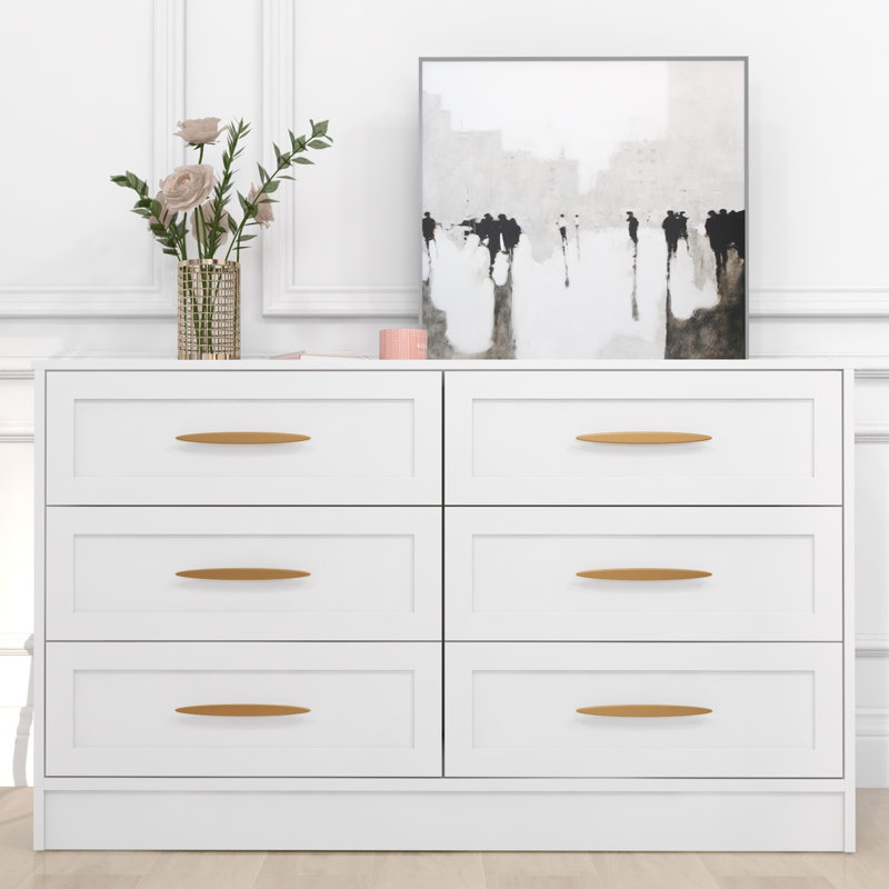 Commode double 6 tiroirs Aylissa, Blanc